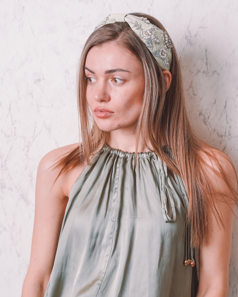 Noor Satin Tank – Sage, photo 2