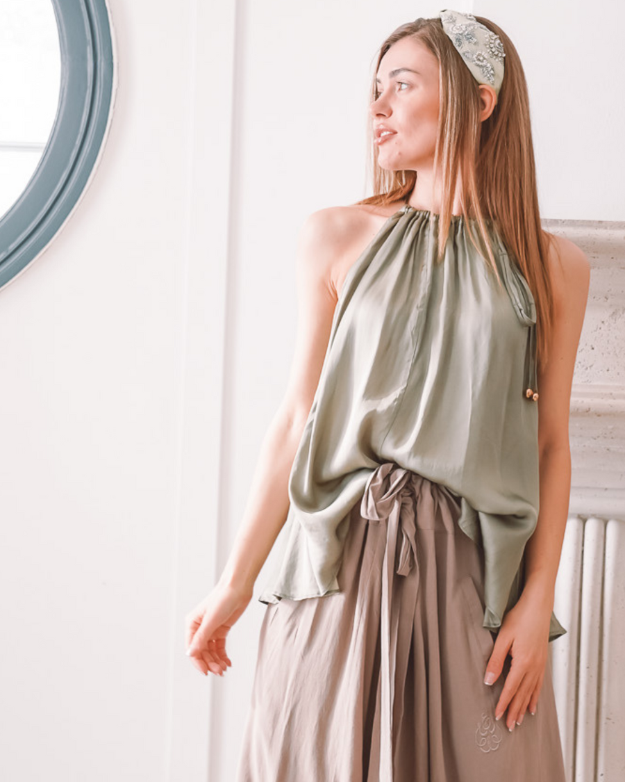 Noor Satin Tank – Sage, photo 9