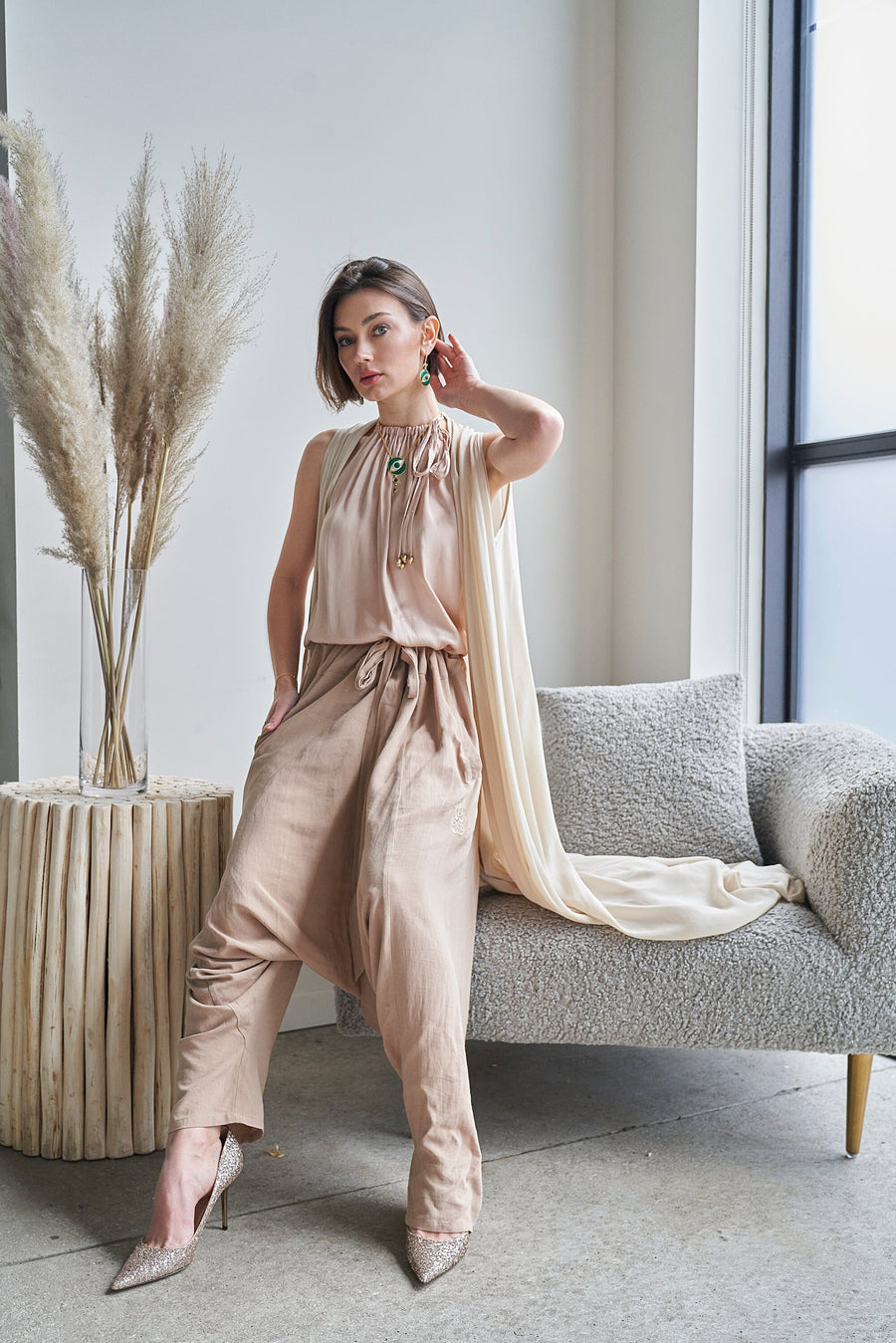 Noor Satin Tank – Champagne, photo 2