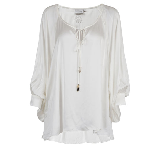 Artistic Allure Top Top Blooms Of Love One Size Glistening Glacier 56% Rayon & 44% Viscose