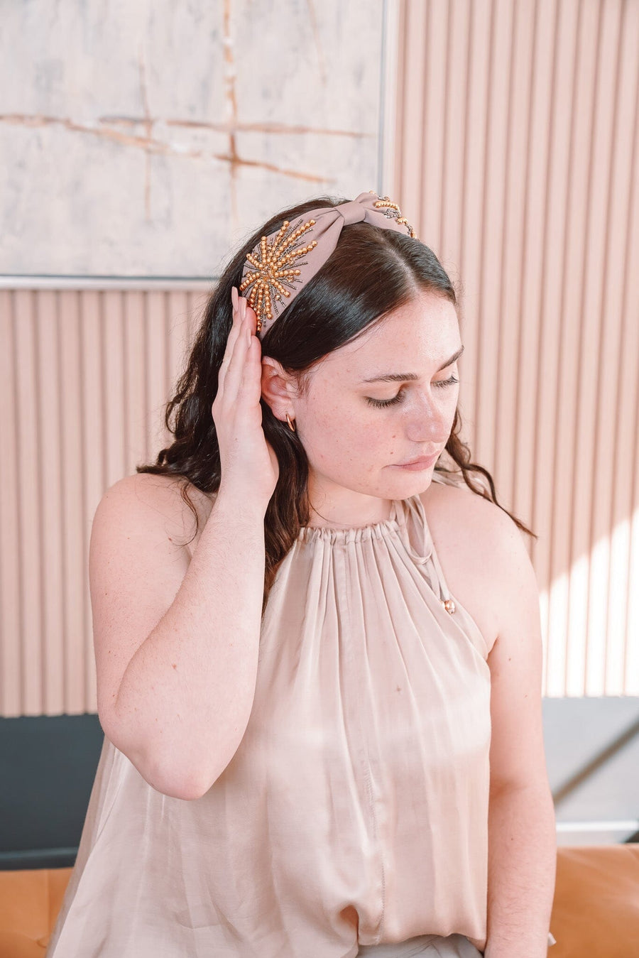 Shams Beaded Headband – Rose & Gold, photo 3
