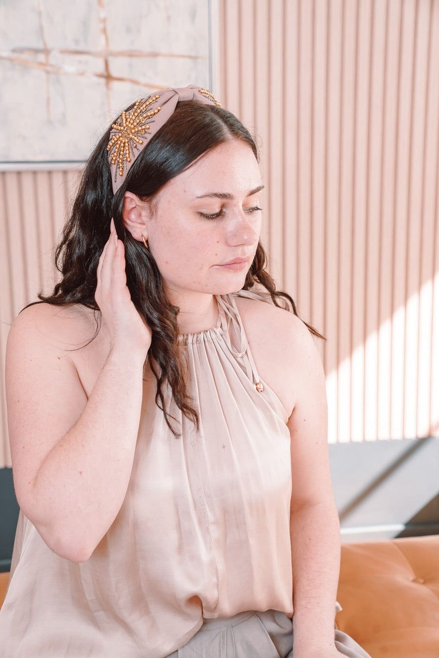 Shams Beaded Headband – Rose & Gold, photo 5
