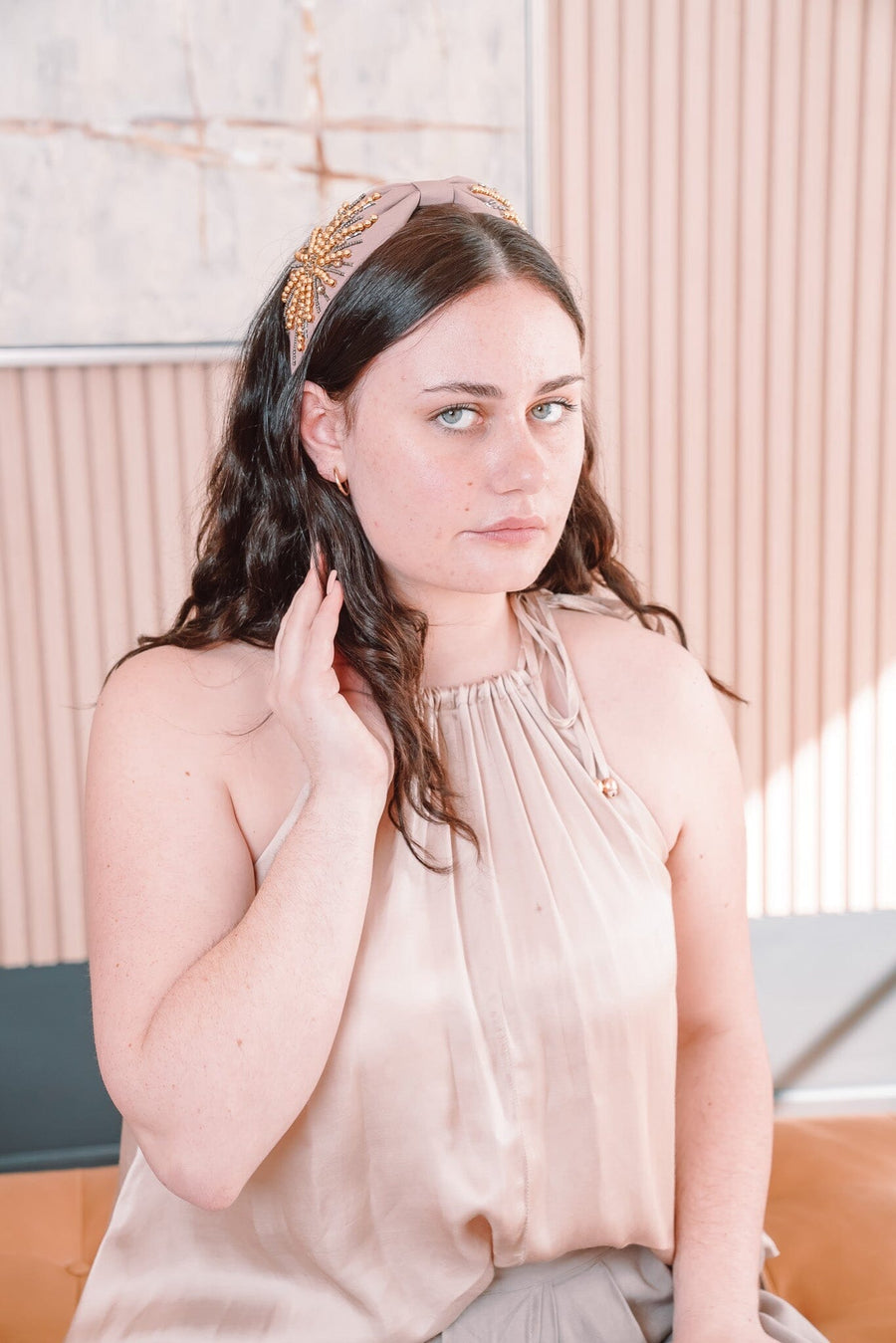 Shams Beaded Headband – Rose & Gold, photo 4