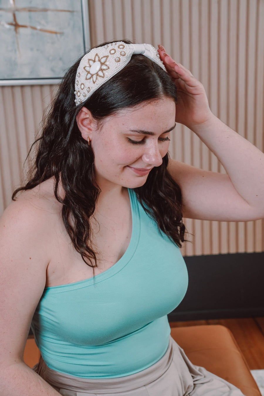 Wafa One-Shoulder Top – Sea Glass, photo 3
